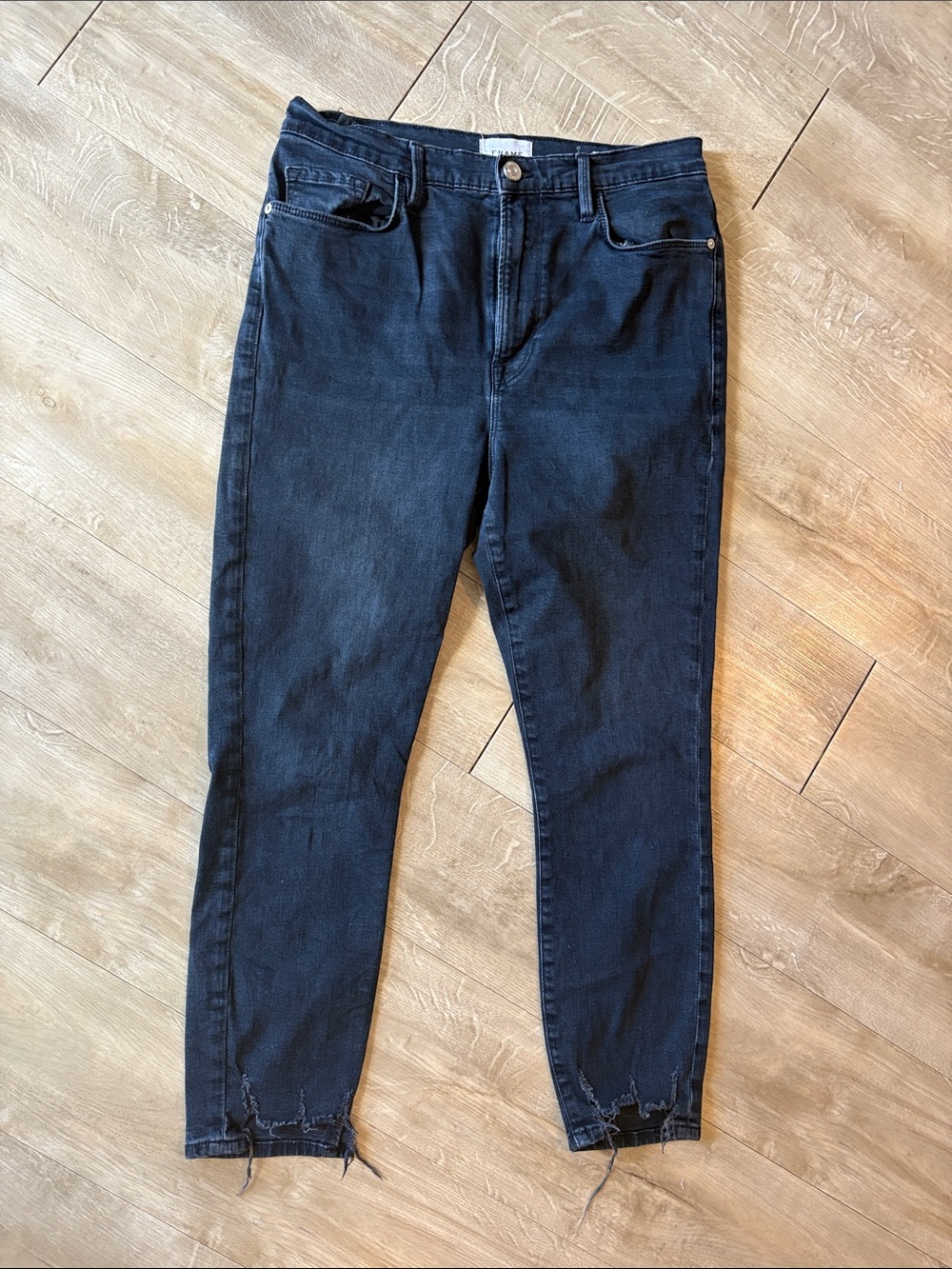 Frame Denim Black High-Rise Cigarette Jeans Size 30 Inseam 25